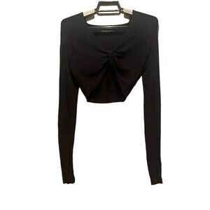 Urban Outfitters Women’s Black Twist Front Cropped Sweater Long Sleeves Size XS